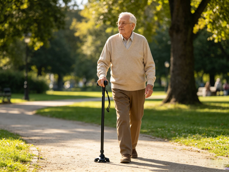 Adjustable quad walking cane