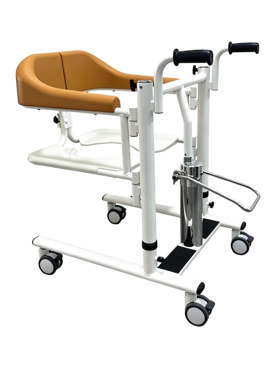 Hydraulic patient lift with foot-pedal pump